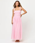 Robe longue en coton à corsage smocké, larges bretelles et jupe ample Rosewater