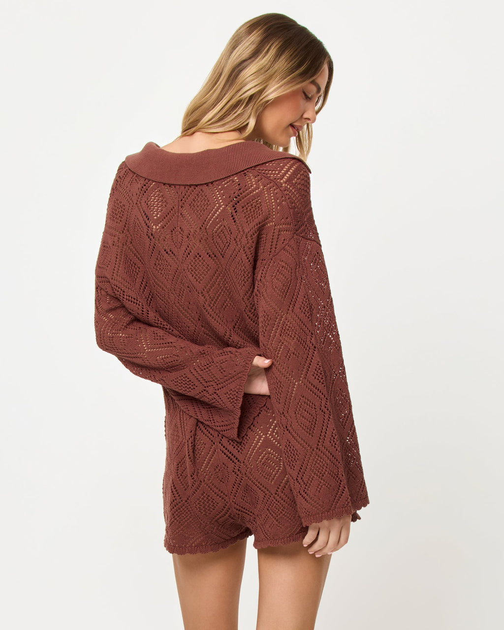 Combinaison en coton coupe large et décontractée, col en V, style café