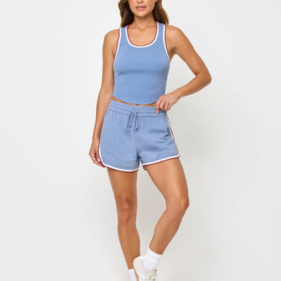Short décontracté en mélange de lin coupe décontractée pour femme - Crème
