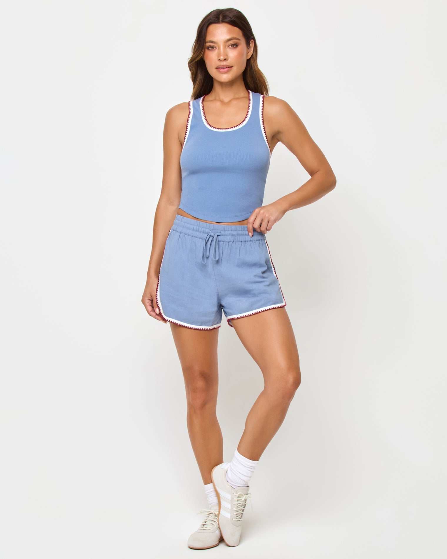 Short décontracté en mélange de lin coupe décontractée pour femme - Crème