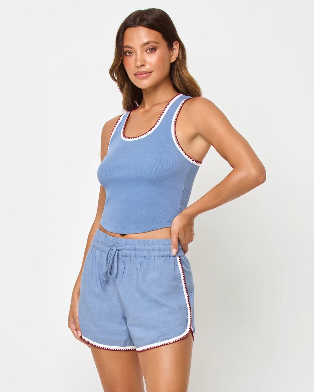 Short décontracté en mélange de lin coupe décontractée pour femme - Crème