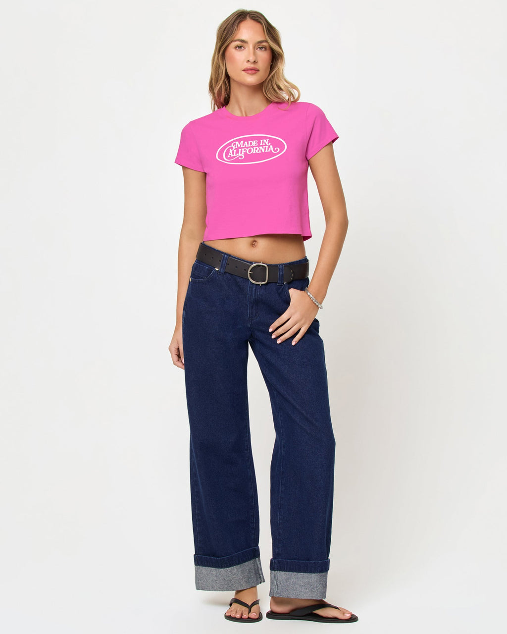 T-shirt court à motif pour bébé Manches courtes en coton crop top rose cœur