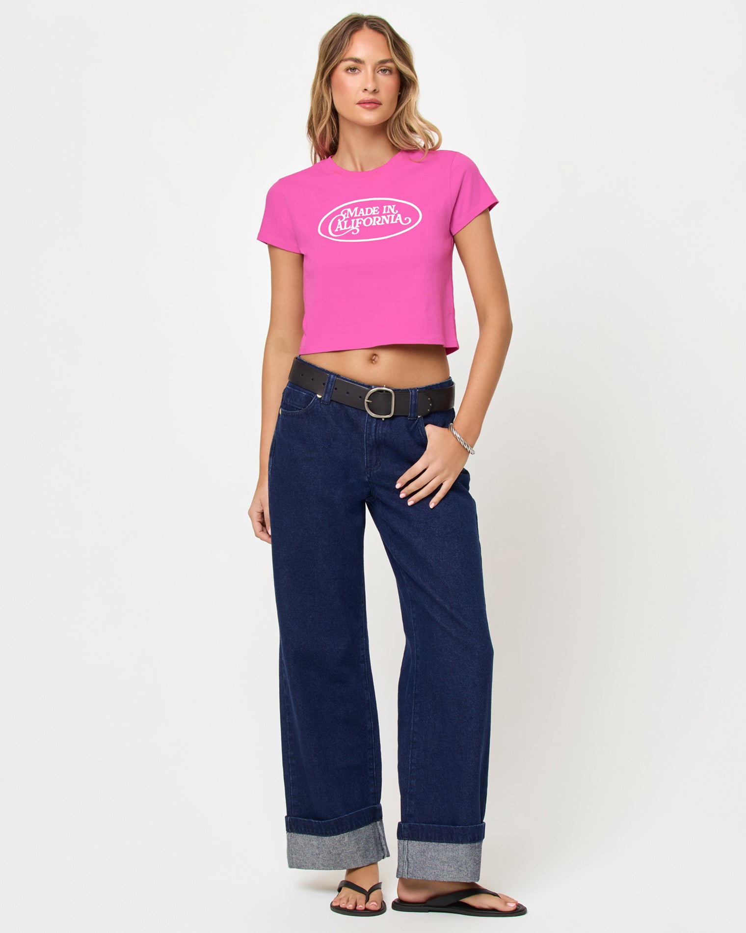 T-shirt court à motif pour bébé Manches courtes en coton crop top rose cœur