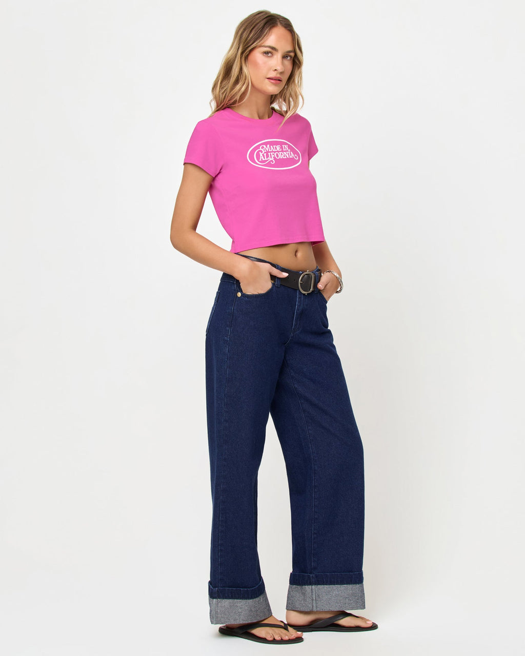 T-shirt court à motif pour bébé Manches courtes en coton crop top rose cœur