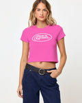 T-shirt court à motif pour bébé Manches courtes en coton crop top rose cœur