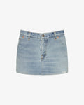 Mini-jupe en jean taille basse bleue