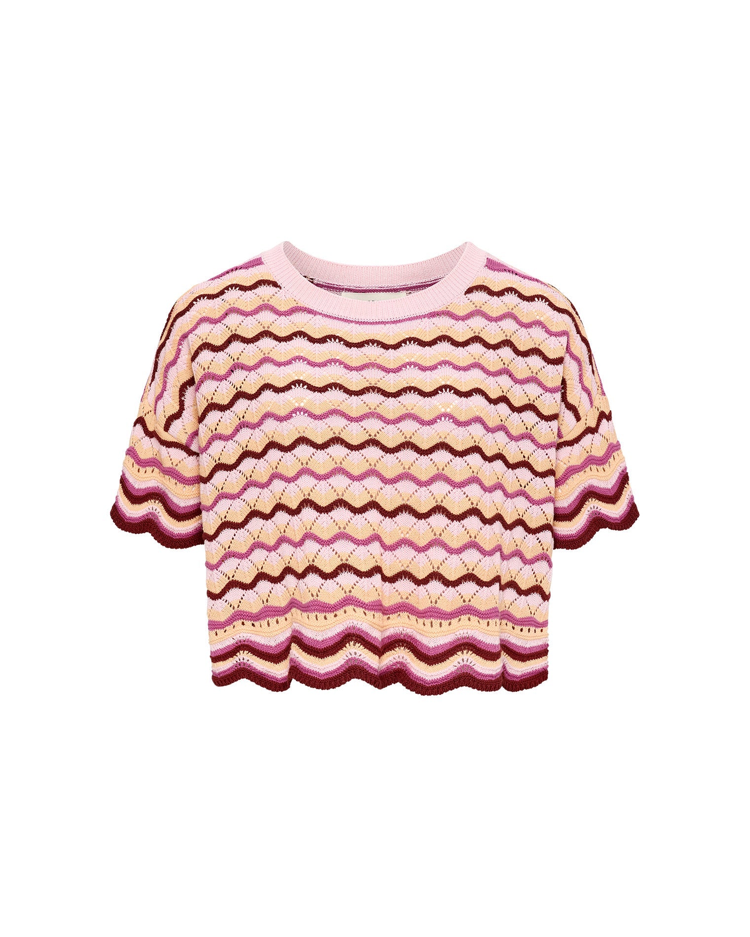 Haut court en maille crochet à manches courtes Berry Spritz
