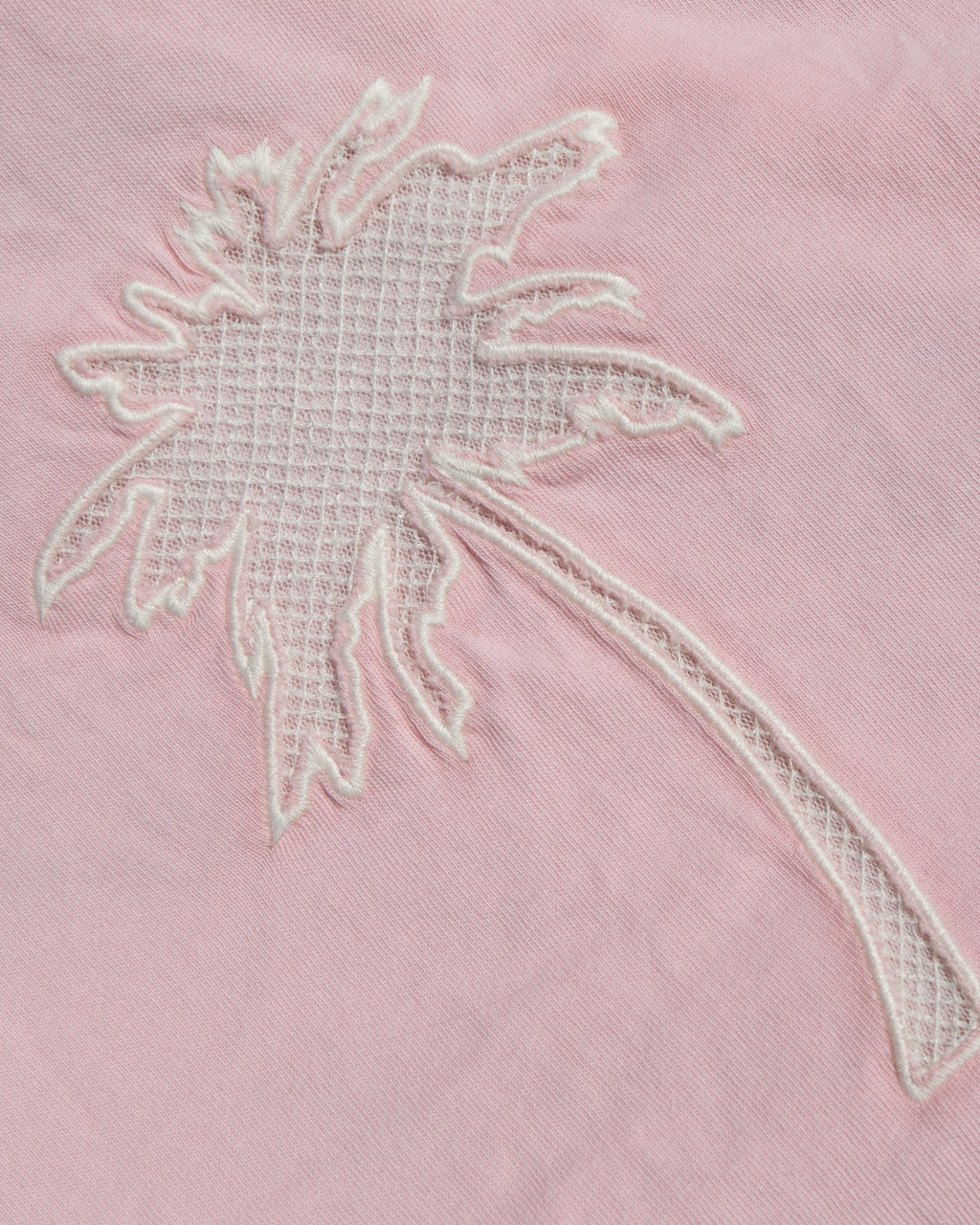 Haut en coton rosewater à manches courtes et coupe carrée avec détails en crochet
