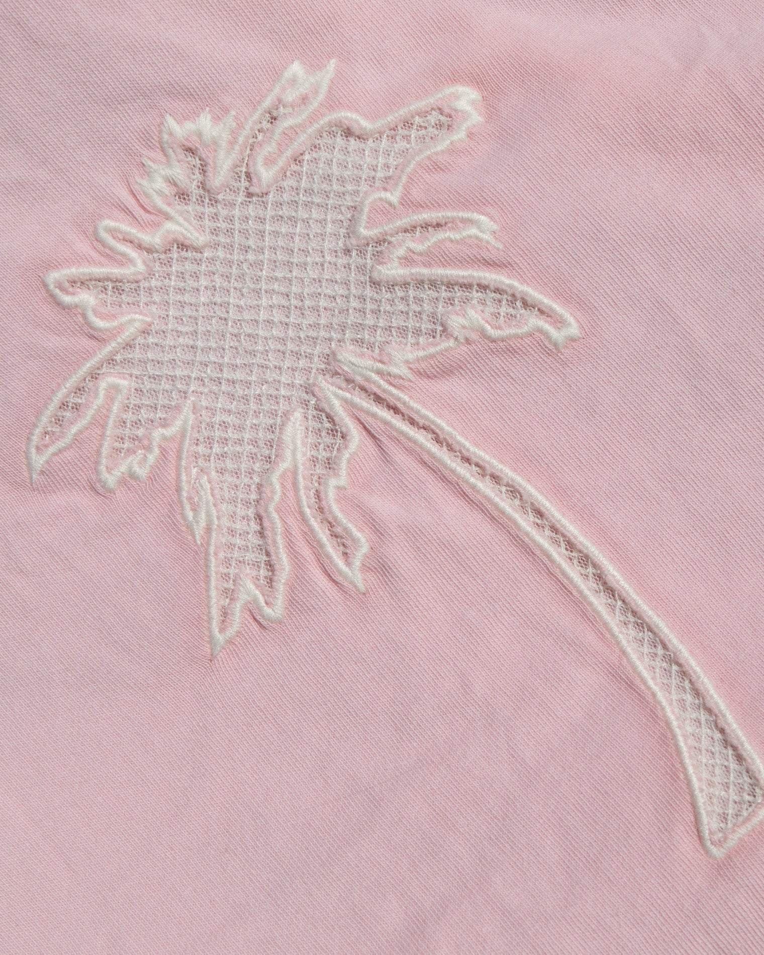 Haut en coton rosewater à manches courtes et coupe carrée avec détails en crochet