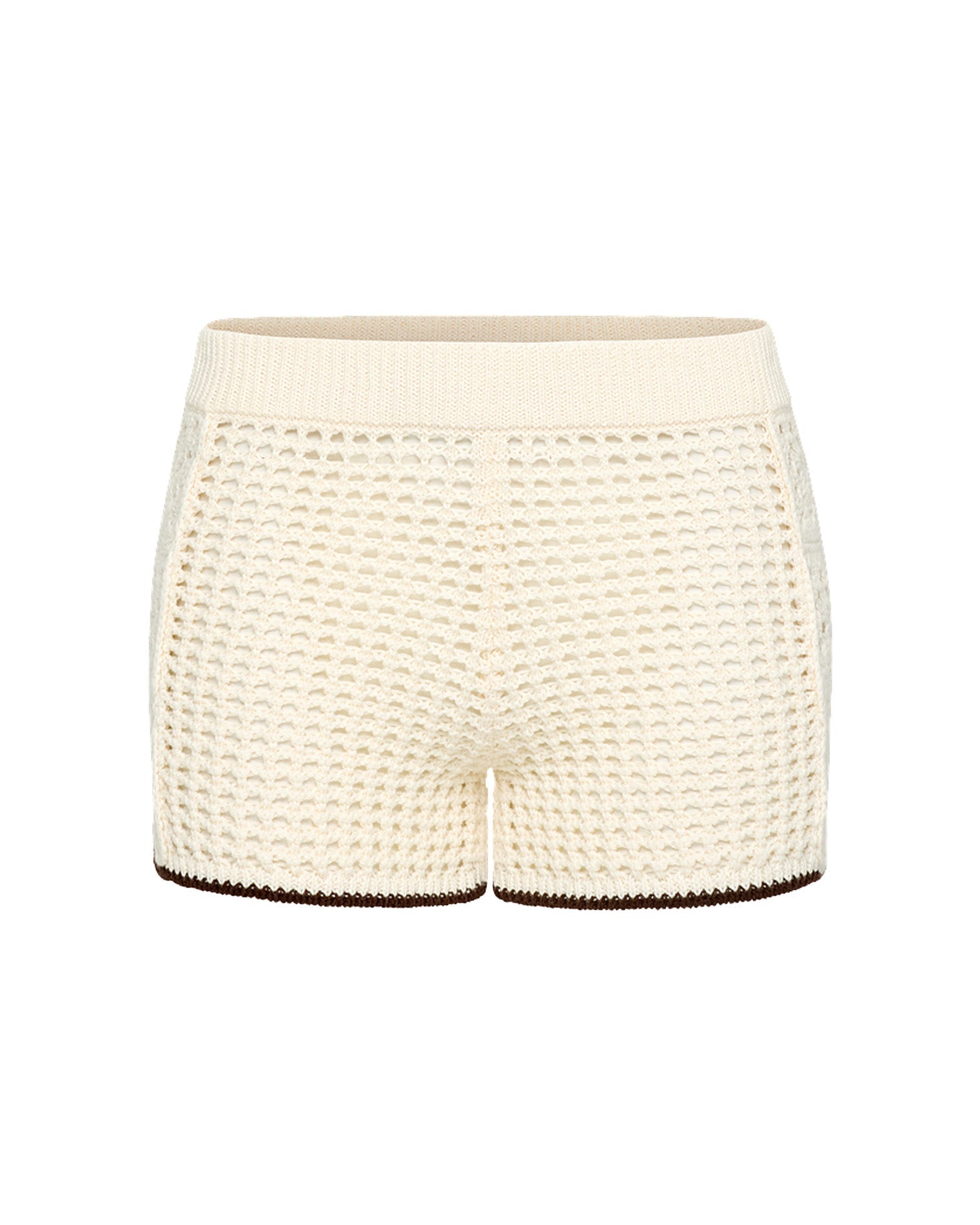 Shorts à enfiler en crochet couleur crème Espresso avec taille élastique