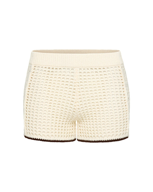 Shorts à enfiler en crochet couleur crème Espresso avec taille élastique