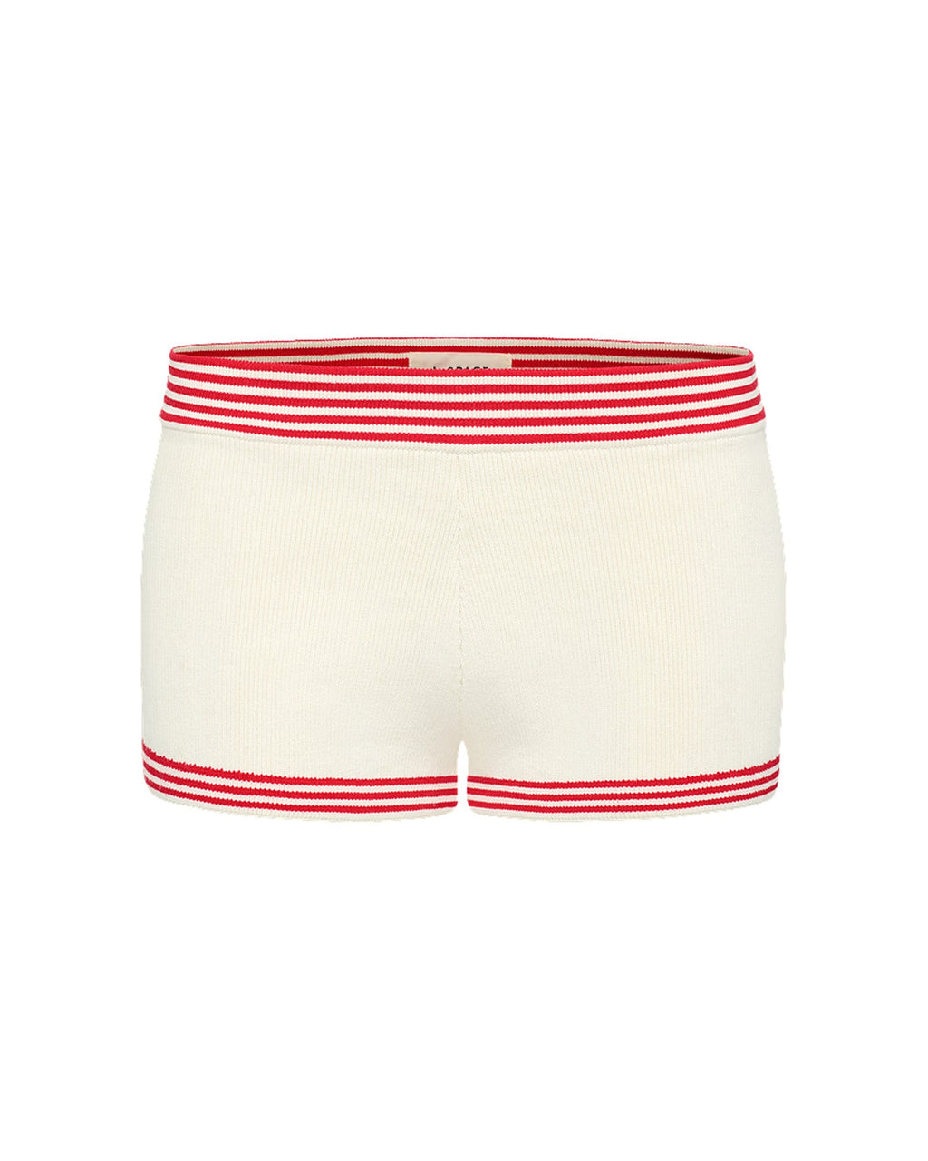 Short taille mi-haute côtelé couleur crème avec rayures contrastantes