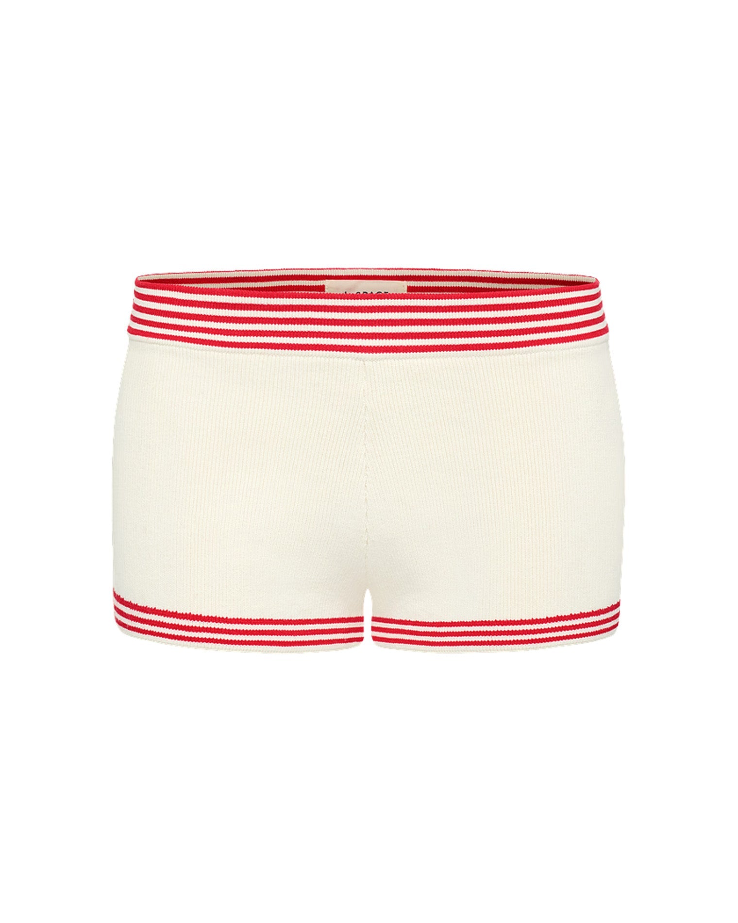 Short taille mi-haute côtelé couleur crème avec rayures contrastantes